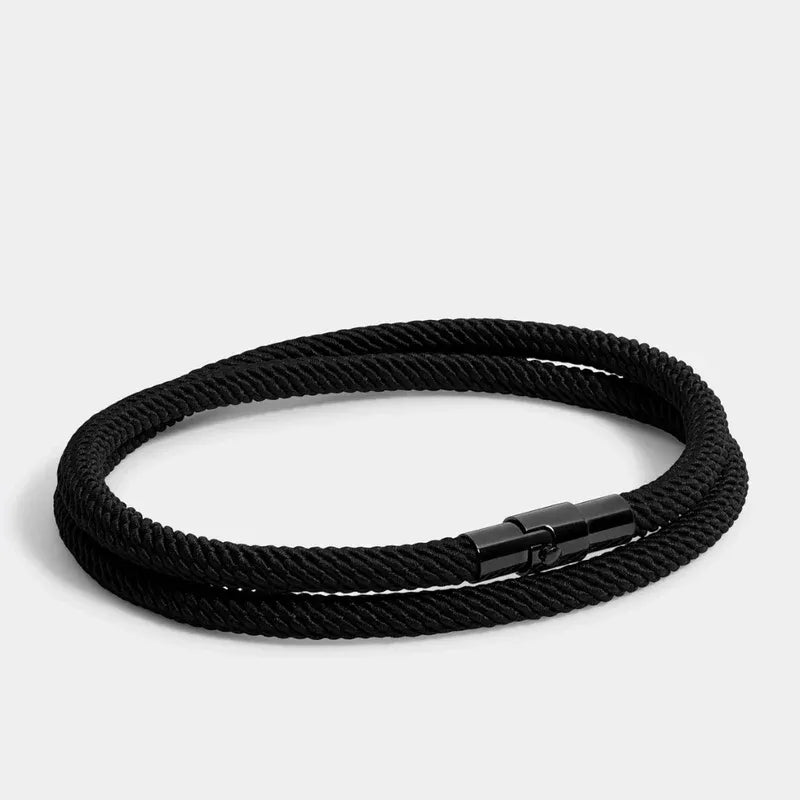 Minimalist Black Rope Bracelet Wave