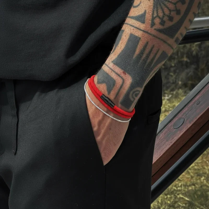 Minimalist Red Rope Bracelet Wave